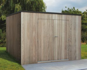 Abri de jardin toit plat en bois éxotique BOX-IROKO