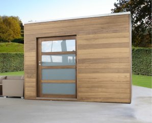Abri de jardin toit plat en bois éxotique BOX-IROKO
