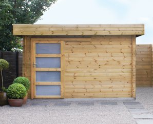 Local extérieur en bois MODERN-EMBOÎTEMENT