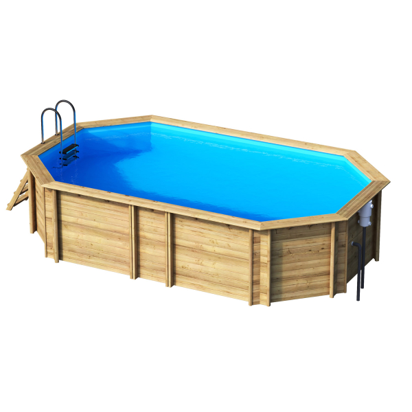 Piscine en bois octogonale allongée WEVA OCTO+ 640 - H 146 cm - PROCOPI BWT MyPool 