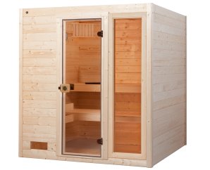 Sauna d'intérieur traditionnel ÖLAND + | 5 places | Poêle compact 6,8 KW | 189 x 189 - H 203 cm