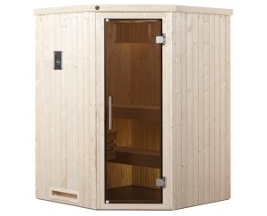 Sauna d'intérieur traditionnel FALUN | 3 places | Poêle 3,6 ou 4,5 KW | 144 x 144 - H 199 cm