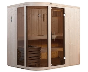 Sauna d'intérieur traditionnel SARA | 5 places | Poêle 6,8 KW | 194 x 194 - H 199 cm