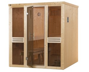 Sauna d'intérieur traditionnel KAARINA 2 | 4 places | Poêle 6,8 KW | 194 x 177 - H 199 cm