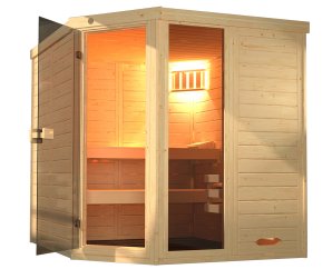 Sauna d'intérieur traditionnel KEMI 2 | 5 places | Poêle 5,4 ou 6,8 KW | 192 x 144 - H 200 cm