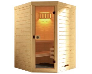 Sauna d'intérieur traditionnel KEMI 1 | 3 places | Poêle 3,6 ou 4,5 KW | 144 x 144 - H 200 cm