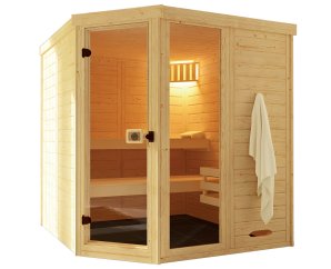 Sauna d'intérieur traditionnel KEMI 3 | 6 places | Poêle 6,8 KW | 192 x 192 - H 200 cm
