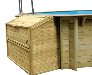 Coffre de filtration en bois pour piscine bois hors-sol octogonale - H 120, 133, 146 cm
