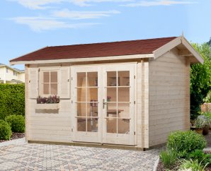 Abri de jardin en bois 152 | 10,8 m² | Aspect brut | 45 mm d'épaisseur