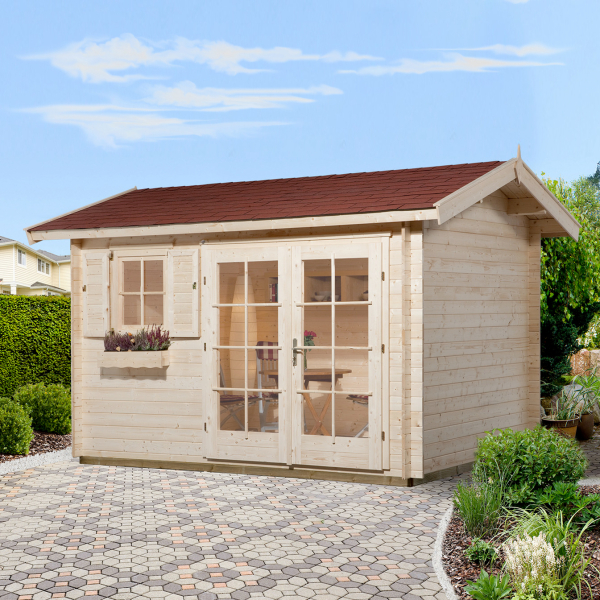 Abri de jardin en bois 152 | 10,8 m² | Aspect brut | 45 mm d'épaisseur