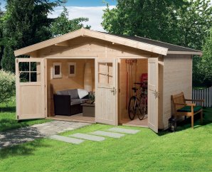 Abri de jardin en bois 261 | 8,8 à 11,1 m² | Aspect brut | 28 mm d'épaisseur