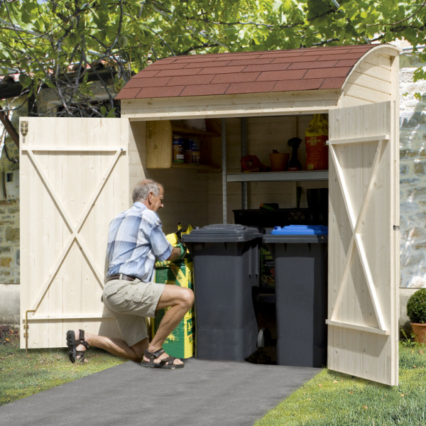 Armoire de jardin adossée 394 | 2 m² | Aspect brut | 19 mm d'épaisseur 