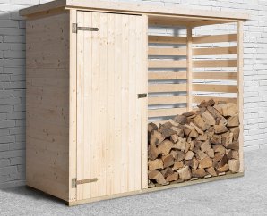 Armoire de jardin + abri bûches 663 | 2 m² | Aspect brut | 16 mm d'épaisseur