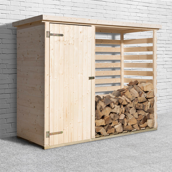 Armoire de jardin + abri bûches 663 | 2 m² | Aspect brut | 16 mm d'épaisseur