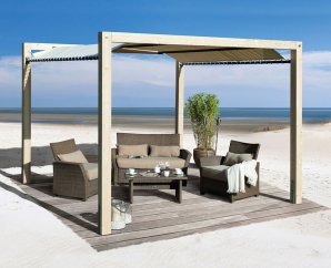 Tonnelle / Pergola autoportante en bois 235 | Aspect brut | 320 x 320 cm