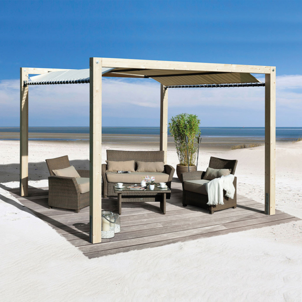 Tonnelle / Pergola autoportante en bois 235 | Aspect brut | 320 x 320 cm