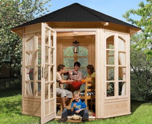 Tonnelle autoportante en bois 234B | Aspect brut | 365 x 336 cm