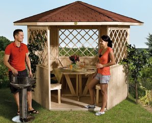 Tonnelle autoportante en bois 233 | Aspect brut | 283 x 327 cm