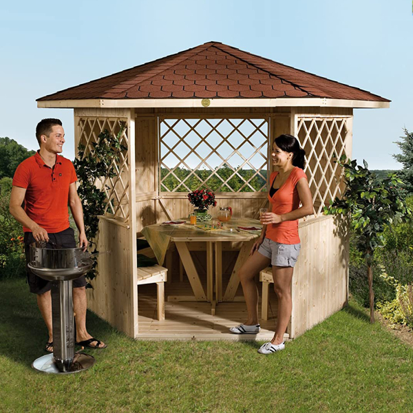 Tonnelle autoportante en bois 233 | Aspect brut | 283 x 327 cm