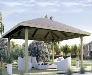 Tonnelle autoportante en bois 651A | Aspect brut | 2 dimensions disponibles