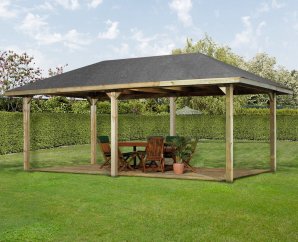 Tonnelle autoportante en bois 651B | Aspect brut | 3 dimensions disponibles