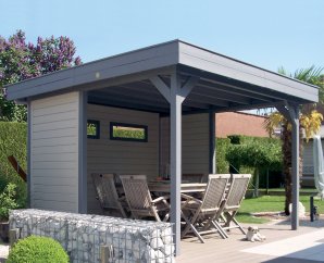 Tonnelle autoportante en bois 657B | Aspect brut | 2 dimensions disponibles