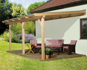 Pergola adossée en bois 672 | Aspect brut | 5 dimensions disponibles