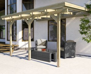 Pergola adossée en bois 671 | Aspect brut | 5 dimensions disponibles