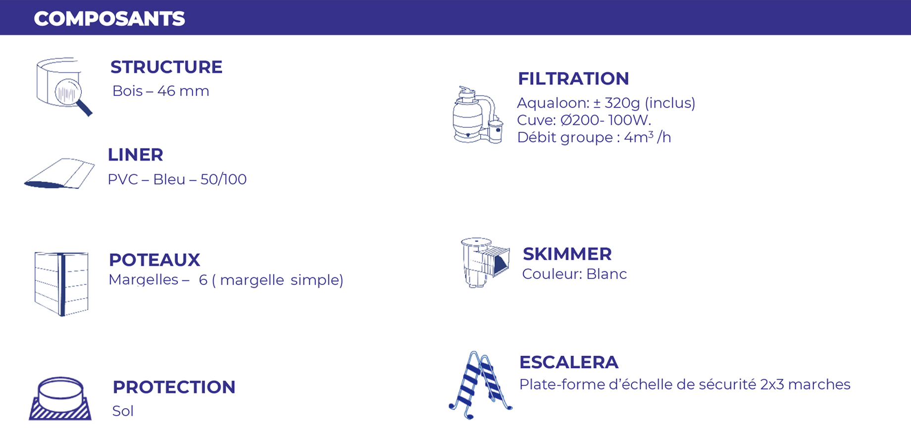Piscine en bois hexagonale Lili 2 Ø280 cm - H 107 cm - SUNBAY