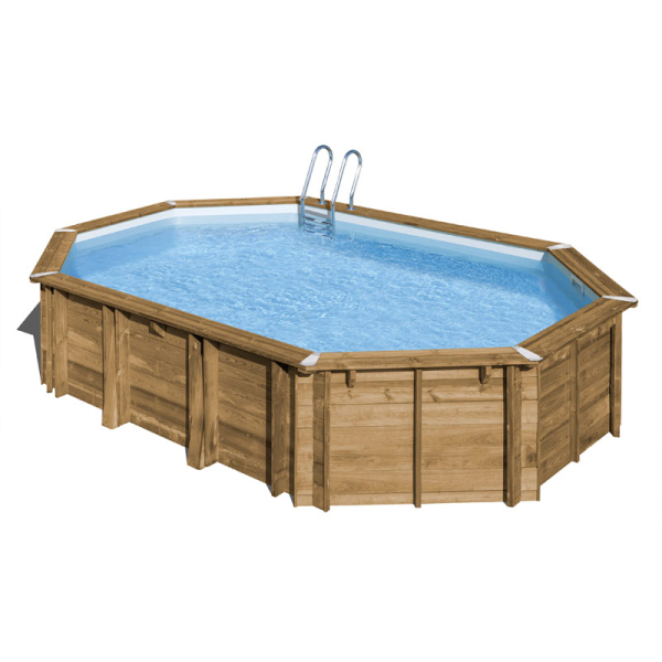 Piscine en bois octogonale allongée Avocado 656 x 456 cm - H 131 cm - SUNBAY