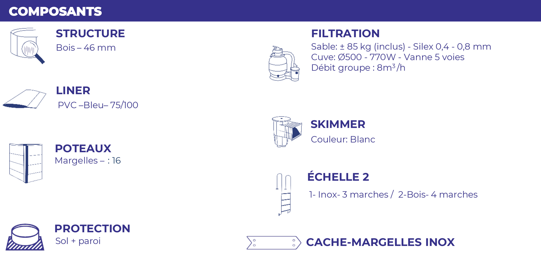 Piscine en bois octogonale allongée Avocado 656 x 456 cm - H 131 cm - SUNBAY