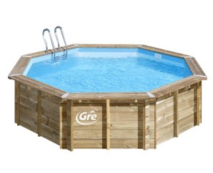 Piscine en bois octogonale VIOLETTE 2 - Ø500 cm - H 127 cm - SUNBAY