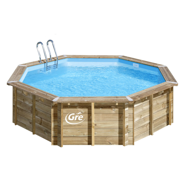 Piscine en bois octogonale VIOLETTE 2 - Ø500 cm - H 127 cm - SUNBAY