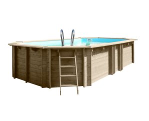 Piscine en bois octogonale allongée VERMELA - 672 x 472 cm / H 146 cm - SUNBAY