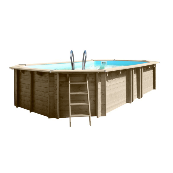 Piscine en bois octogonale allongée VERMELA - 672 x 472 cm / H 146 cm - SUNBAY