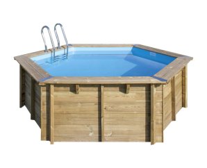 Piscine en bois hexagonale VANILLE 2 Ø400 cm - H 119 cm - SUNBAY