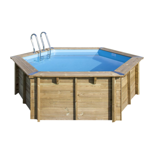 Piscine en bois hexagonale VANILLE 2 Ø400 cm - H 119 cm - SUNBAY