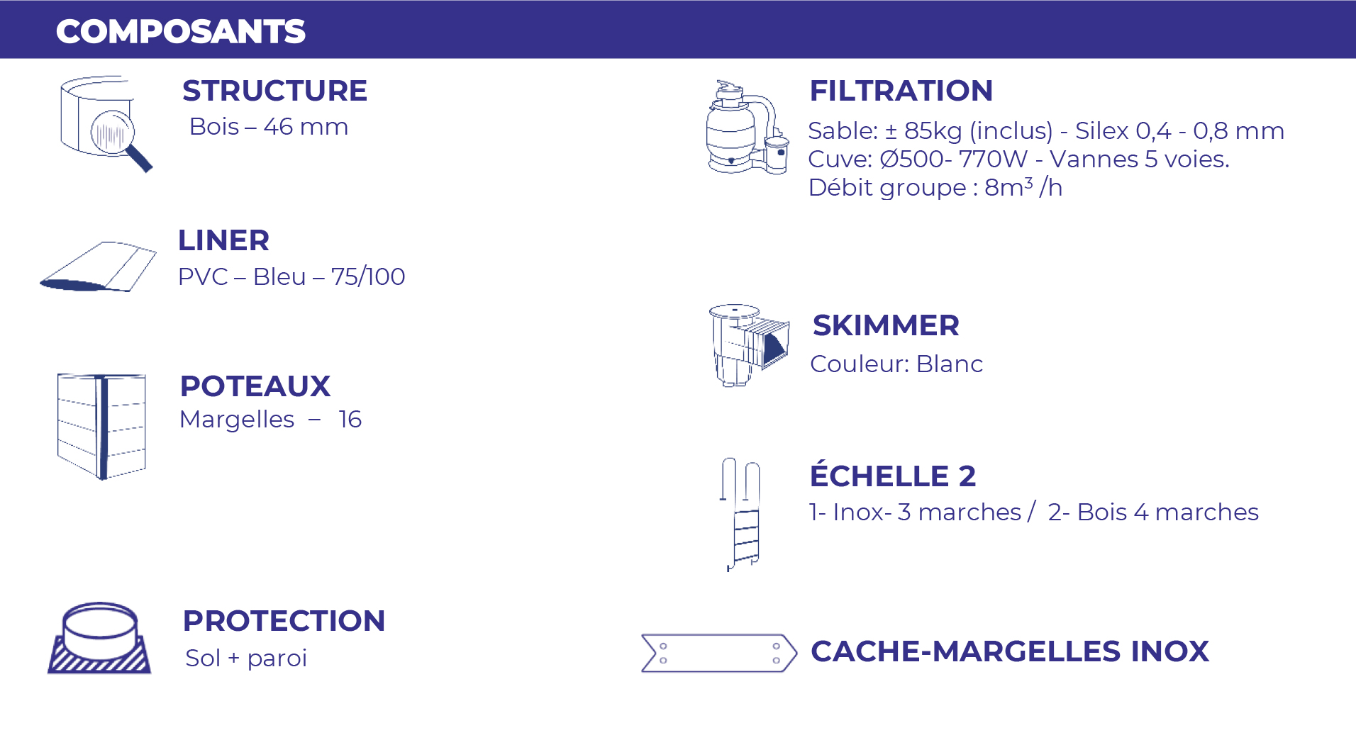 Piscine en bois rectangulaire EVORA 620 x 420 cm - H 133 cm - SUNBAY