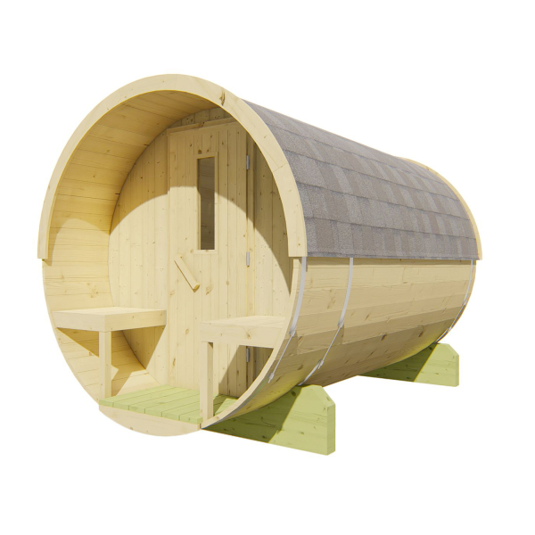 Sauna d'extérieur Tonneau | 6 places | Poêle au choix | Ø195 x 300