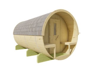 Sauna d'extérieur Tonneau | 4 places | Poêle au choix | Ø215 x 350