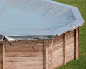 Bâche d'hiver pour piscine en bois octogonale allongée SUNBAY