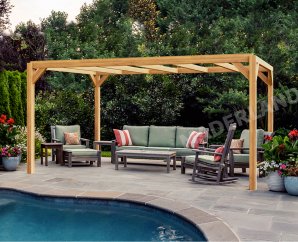 Pergola adossée en bois 671 | Aspect brut | 5 dimensions disponibles
