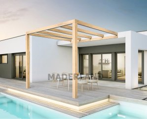 Pergola en bois terrasse adossée Burgos - 9 à 24 m2 – Maderland