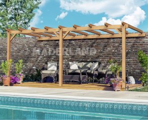 Pergola en bois terrasse adossée Palma - 9 à 24 m2 – Maderland