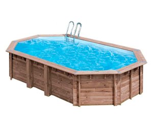 Piscine en bois ovale en kit Macadamia – 632 x 335 cm H 1,30 m – Sunbay GRÉ