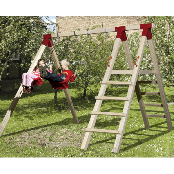 Double balançoire avec portique en bois - Weka