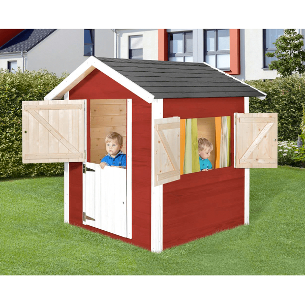 Cabane en bois pour enfant Tabaluga rouge suédois et blanc - Weka