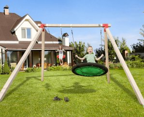 Double balançoire de jardin en bois avec nid d’oiseau Tabaluga – Weka