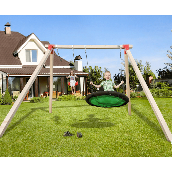 Double balançoire de jardin en bois avec nid d’oiseau Tabaluga – Weka