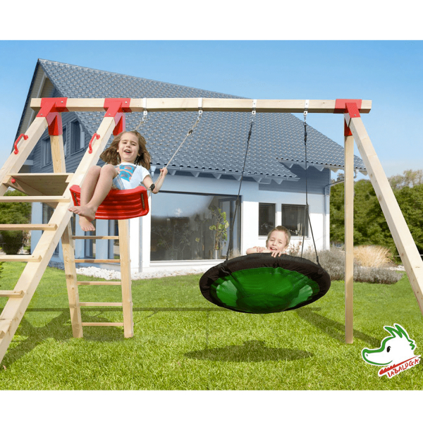 Portique balançoire de jardin double avec plateforme – Weka